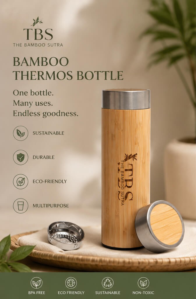 Bamboo bottle and natural everyday essentials