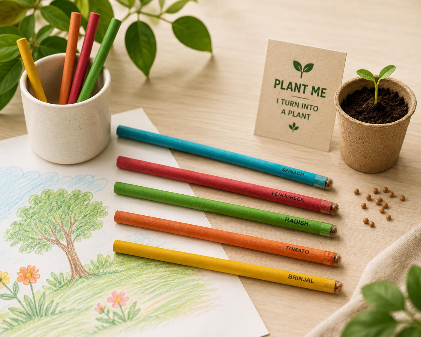 Color Paper Pencil With Seed alternative view