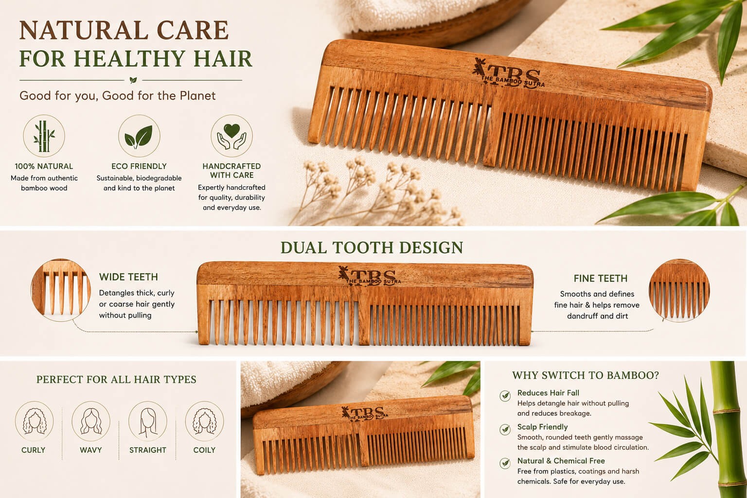 Dual Lily Teeth Hair Comb