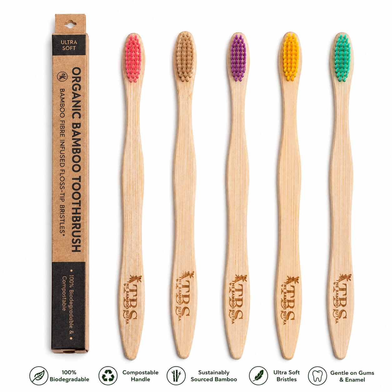 S Curve Fiber Color Bristles Pink Toothbrush