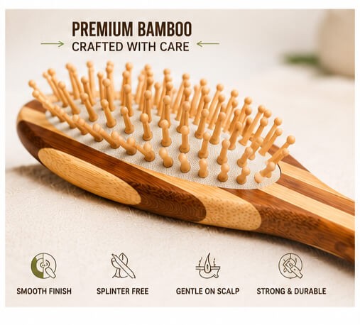 Bamboo Tips Oval Stripped Hair Brush alternative view