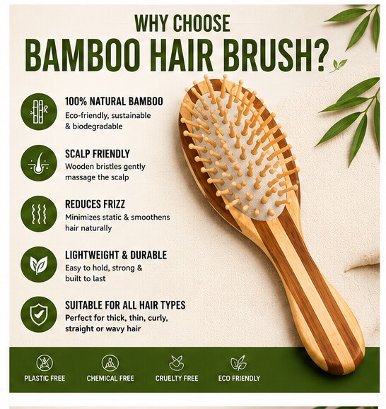 Bamboo Tips Oval Stripped Hair Brush alternative view
